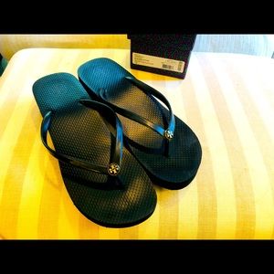 Tory Burch Logo Wedge Flops